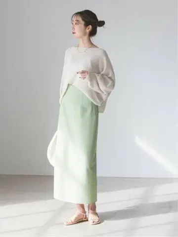 NOBLE 저지 라이크 컬러 타이트 스커트 그린 38