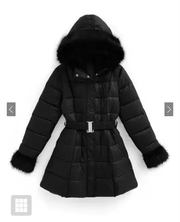 GRL 벨트 포함 퍼 A라인 다운 코트 [kd79] 블랙