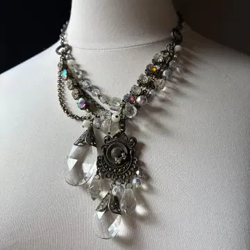 유럽 빈티지 골동품 샹들리에 유리 장식 목걸이