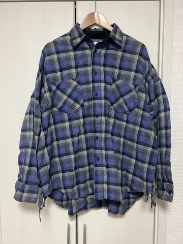 FACETASM 보라색과 그레이 플란넬 셔츠