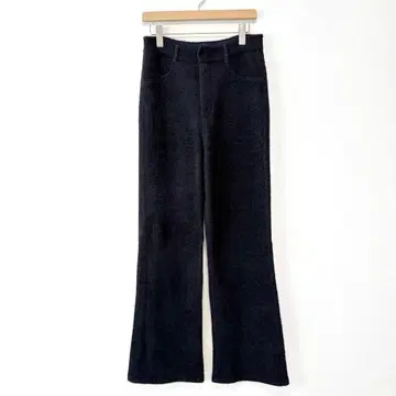 새상품급 Ameri 데님 라이크 니트 팬츠 벨보텀 허리밴딩 네이비