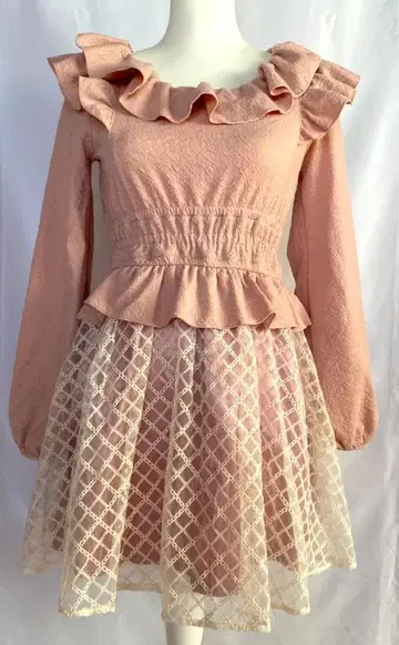 LIZLISA 프릴 원피스 핑크 히메갸루 히메캐주얼 택 포함 리즈리사