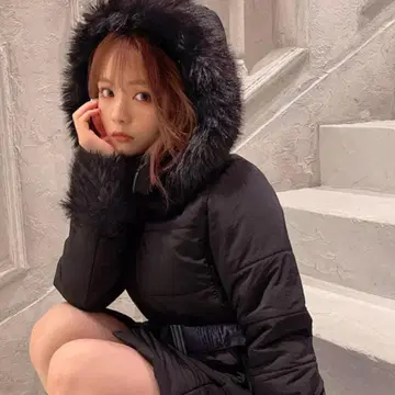 GRL 벨트 포함 퍼 다운 코트 [ kd13 ]