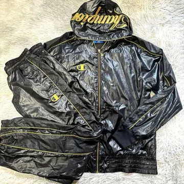 00s 챔피온 셋업 저지 나일론 Y2K 블랙 골드 사이즈 L