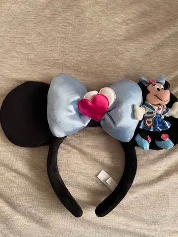 미니 머리띠 봉제 인형 리본 스카이블루 디즈니랜드 씨