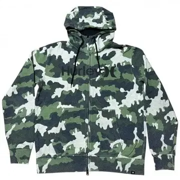 Hurley 카모플라쥬 올 패턴 하이넥 집업 후디 속기모 할리