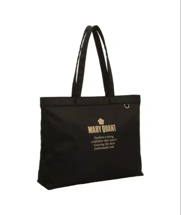 MARY QUANT 골드 로고 프린트 보트형 토트