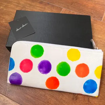 새상품 이아파피요네 카와카와 도트 super soft L자 지퍼 장지갑