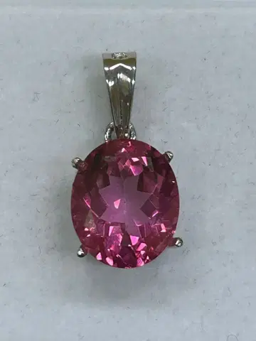 핑크 토파즈 실버 도금 펜던트 탑