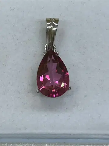 핑크 토파즈 실버 도금 펜던트 탑