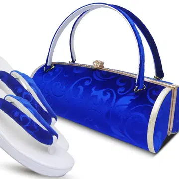 조리 백 세트 후리소데 성인식 벨벳 파랑 블루 uzouri55BU