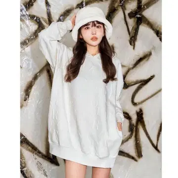 Darich 랜덤 darling 후디 후드티 원피스 화이트