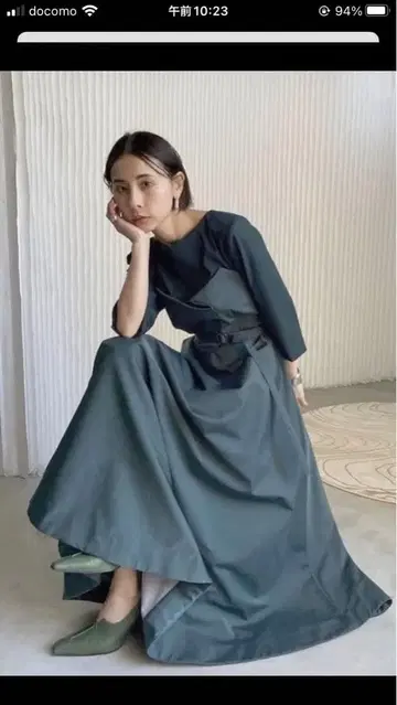 AMERI Vintage 롱 원피스 긴팔 벨트 포함