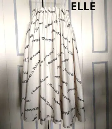 ELLE 플레어 스커트 펄 프랑스 프린트 스커트 스커트