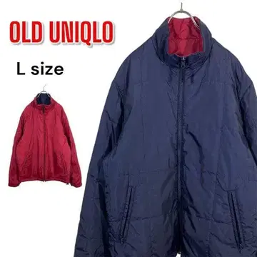 올드 유니클로 패딩 자켓 네이비 택 00s 리버서블 L 네이비/보르도
