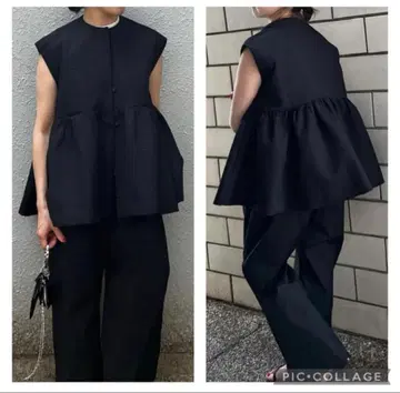 [ ella selectshop ] 도비 크로스 프릴 베스트