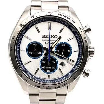 미사용 보관품 SEIKO 세이코 솔라 크로노그래프 남성용 손목시계 화이트