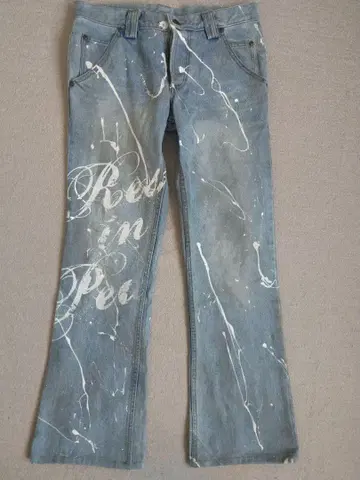 SHELLAC 셀락 페인트 페인트 오염 가공 데님 팬츠 청바지