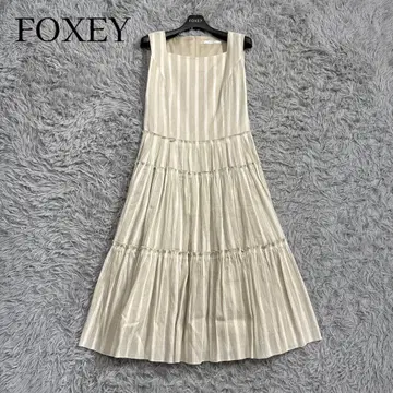 새상품급 정가 10만 폭시 린넨 코튼 티어드 원피스 스트라이프