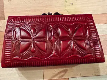 천연 가죽 앤티크 빨간색 클러치백