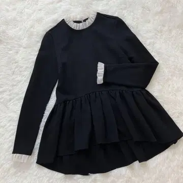 인기 트루 바이 마리코 오이카와 레이스 옷깃 페플럼 상의 블랙