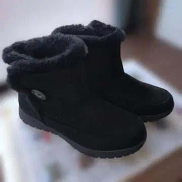 블랙 스웨이드 퍼 숏부츠