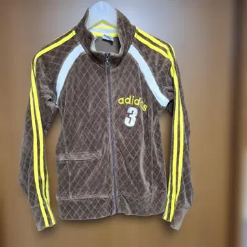 아디다스 여성용 저지 브라운 기모 점퍼 스탠드 카라