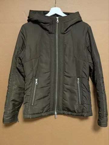 NO ID. 후디드 패딩 자켓 / 카키 / 소매 지퍼