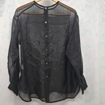 그린 레이블 릴랙싱 시스루 블랙 긴팔 셔츠