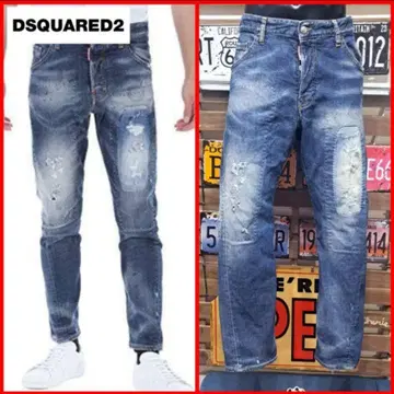 Dsquared2 클래식 케니 트위스트 청바지 패치워크 50
