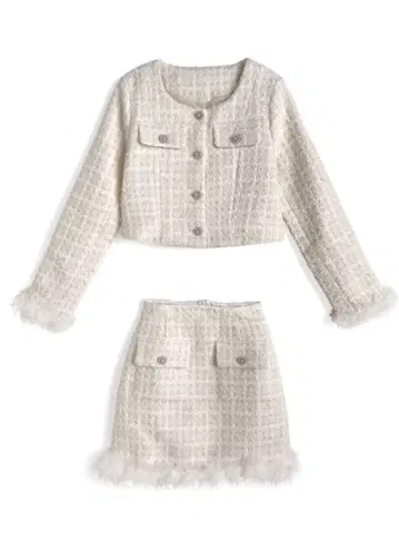 GRL 트위드 셋업 화이트