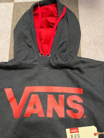 VANS 후드 부착 후드티 그레이/레드 새상품