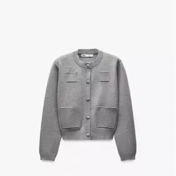 ZARA 플레인 니트 자켓 패디드 숄더