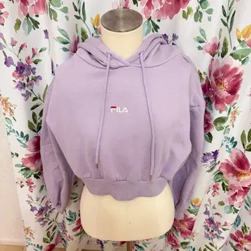 GRL 속기모 FILA 자수 숏 기장 후드티 라벤더