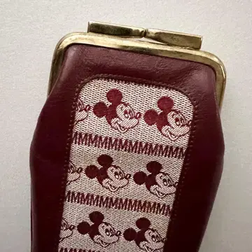 VINTAGE 미키 파우치 가마구치 가죽