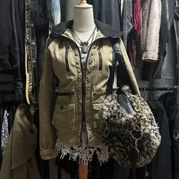 00s GLADNEWS 퍼 레오파드 보스턴 백 헤이세이 갸루 y2k