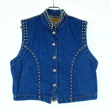 1990s 빈티지 스터드 데님 베스트 커스텀 데님 자켓 구제 의류