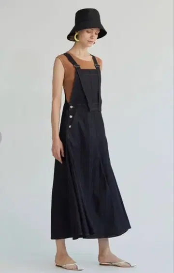 ESTNATION 코튼 데님 오버롤 원피스