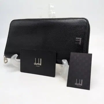 [컨디션 최상] 던힐 카드가니 장지갑 라운드 지퍼 주름 가죽 블랙