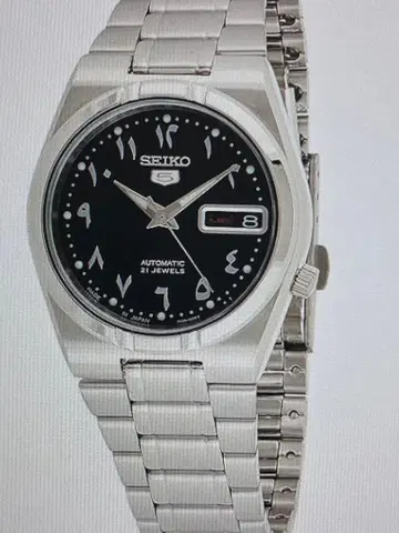 SEIKO 자동 와인딩 시계 21주얼 블랙 페이스 아라비아 문자 표기