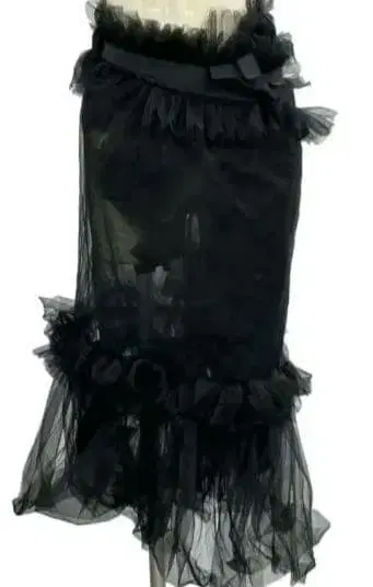 VIVIANO 착용법 무한대 프릴 튤 케이프 무릎 기장 & 롱 랩