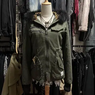 00s Cavaria 레오파드 퍼 기믹 모즈 코트 헤이세이 갸루