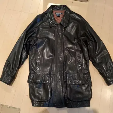 Nautica 소가죽 레더 카 코트 38 사이즈 블랙