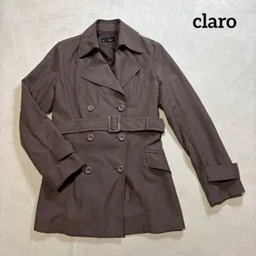 클라로 트렌치코트 브라운 벨트 탈부착 가능 L11R 숏 기장 하프 기장