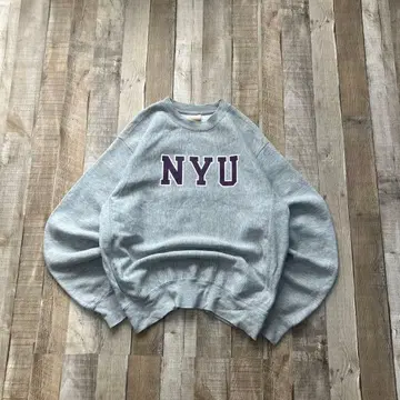 USA 구제 의류 프린트 NYU 맨투맨 트레이닝복 그레이 칼리지 계열