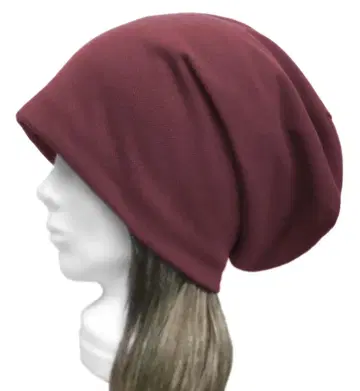 핸드메이드 롱 루즈 와치캡 (넉넉한 핏) 코튼 니트 / 멜란지 레드 계열