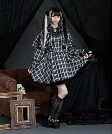 palelfy 퍼 달린 케이프 원피스