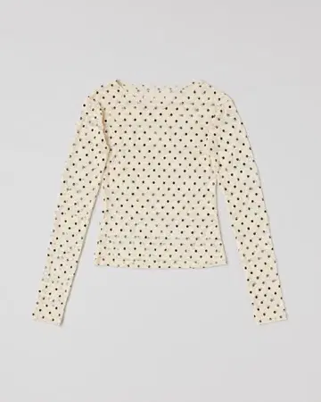 [택 포함] POPPY 아사기니뇨 도트 레이스 시스루 탑