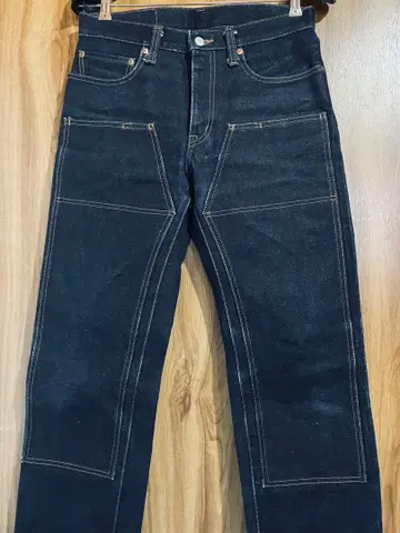 코지마 진스 더블니 32 다크 네이비 셀비지 바이커