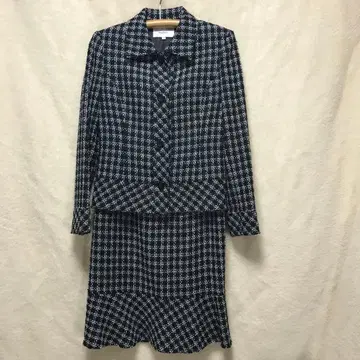 en lair 11호 블랙 앤 화이트 트위드 스커트 수트 셋업